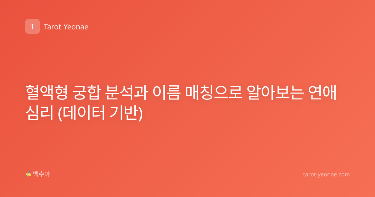 혈액형 궁합 분석과 이름 매칭으로 알아보는 연애 심리 (데이터 기반)