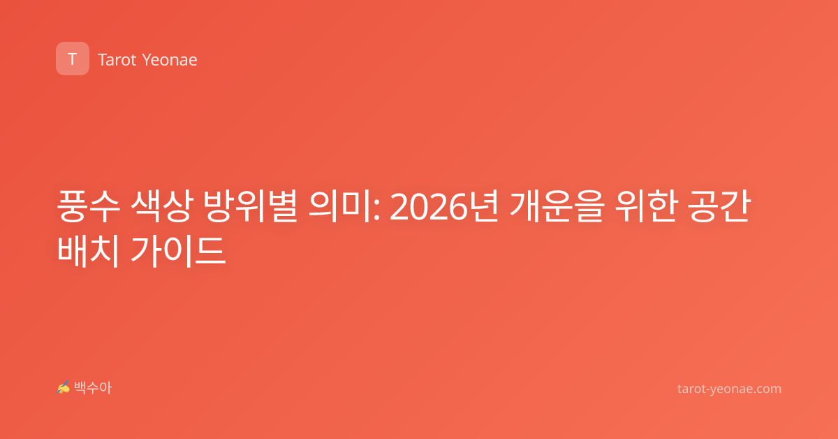 풍수 색상 방위별 의미: 2026년 개운을 위한 공간 배치 가이드
